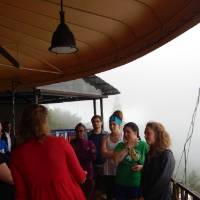 Dr. Starry Sprenkle-Hyppolite giving a presentation at L'observatoire De Boutilliers overlook above Port au Prince